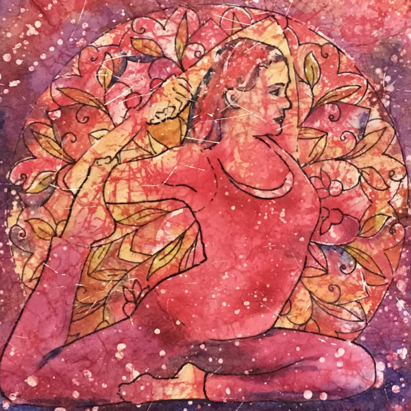 Eka Pada Rajakapotasana Watercolor Batik